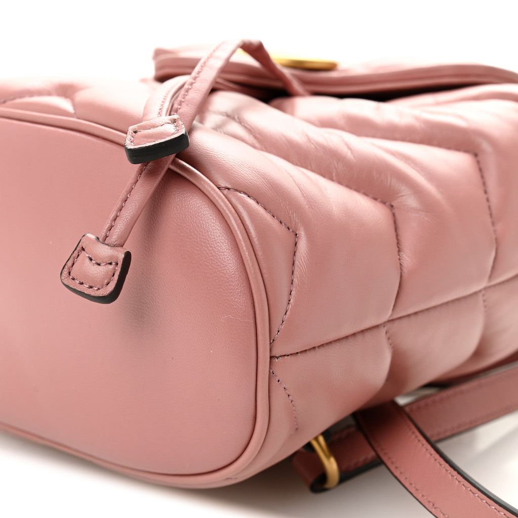 Gucci Nappa Chevron Matelasse GG Marmont Backpack Carmine Rose