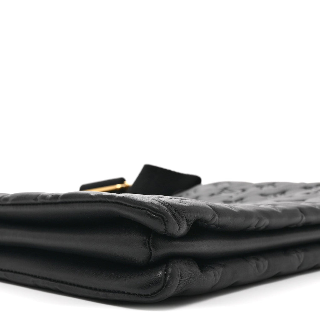 Louis Vuitton Lambskin Embossed Monogram Coussin PM Black