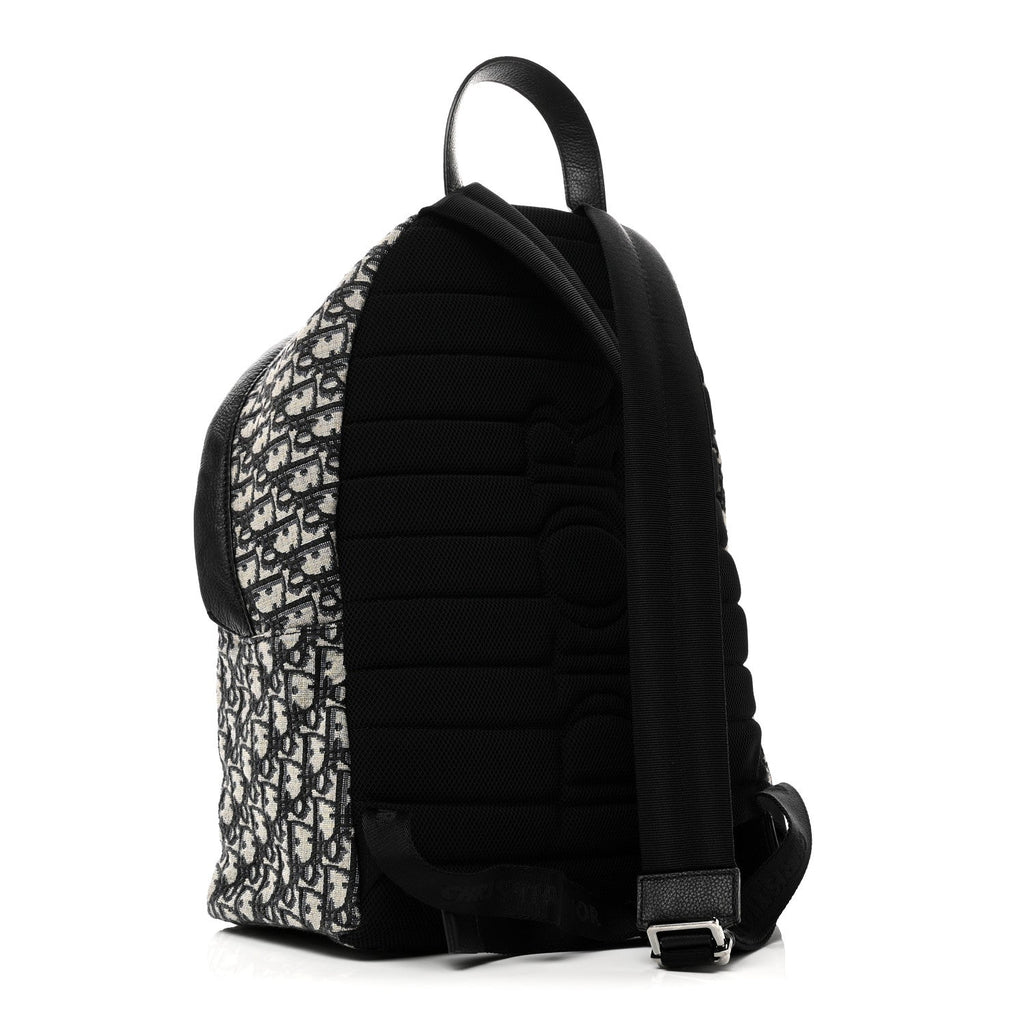 Christian Dior Oblique Calfskin Rider Backpack Beige Black