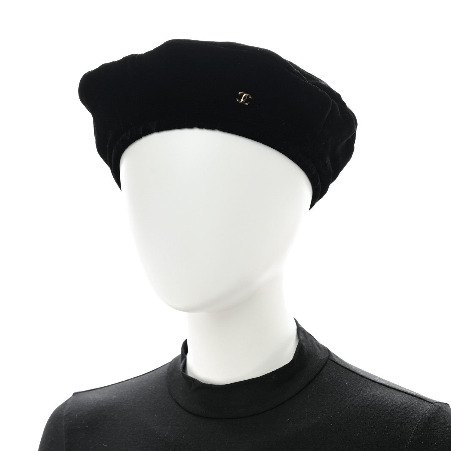 Chanel Velvet Beret Hat S Black