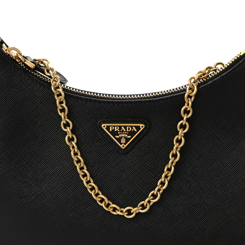 Prada Saffiano Lux Re-Edition 2005 Shoulder Bag Black