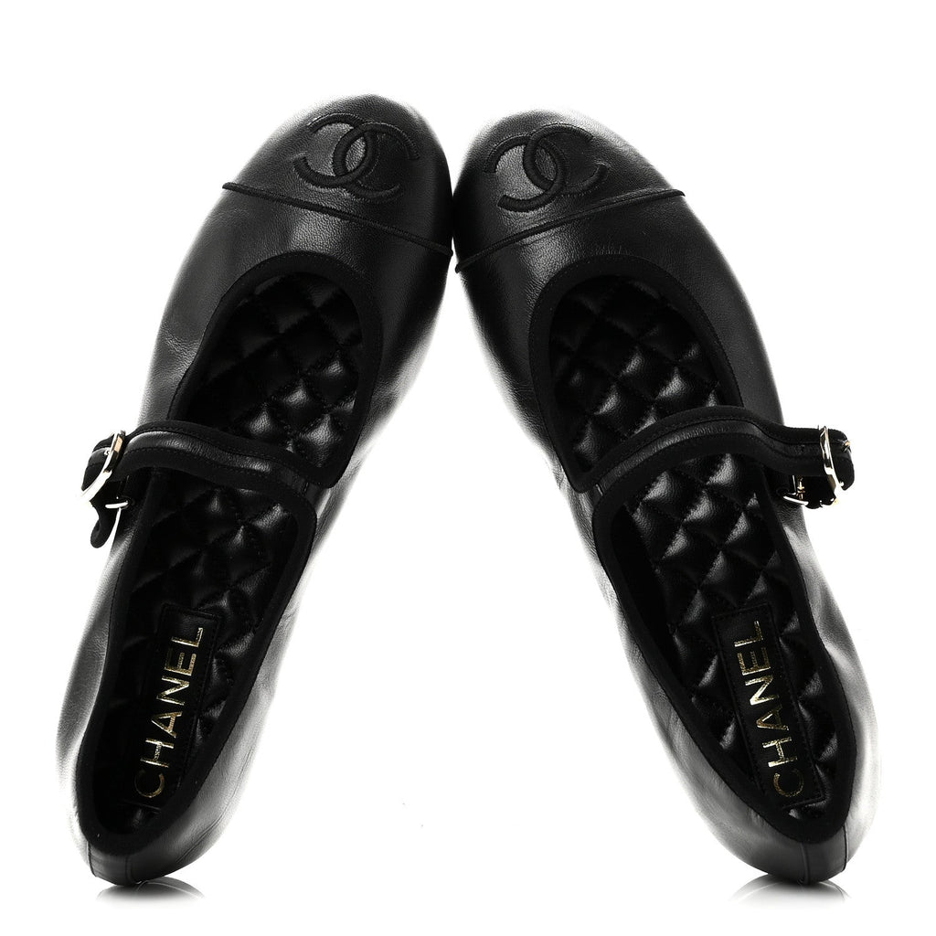 Lambskin Mary Jane Flats 40 Black
