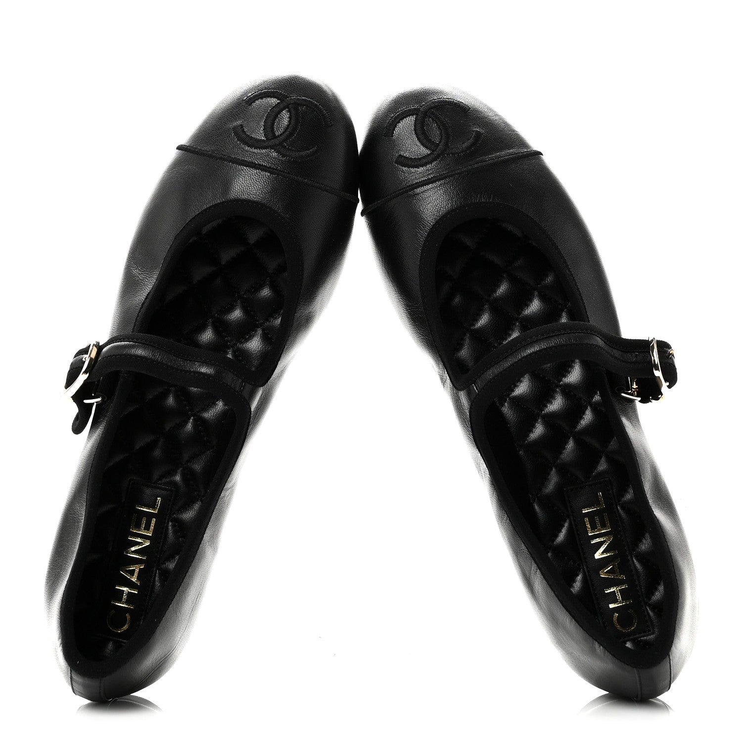 Lambskin Mary Jane Flats 40 Black