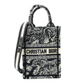 Christian Dior Canvas Toile de Jouy Reverse Embroidered Mini Book Tote Phone Bag Blue