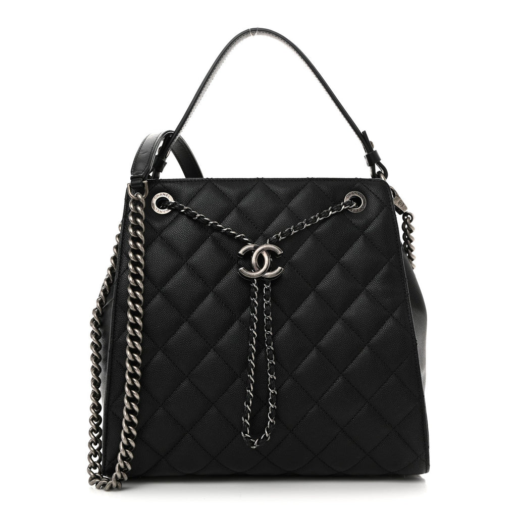 Chanel Caviar Quilted Medium CC Bucket Bag Black