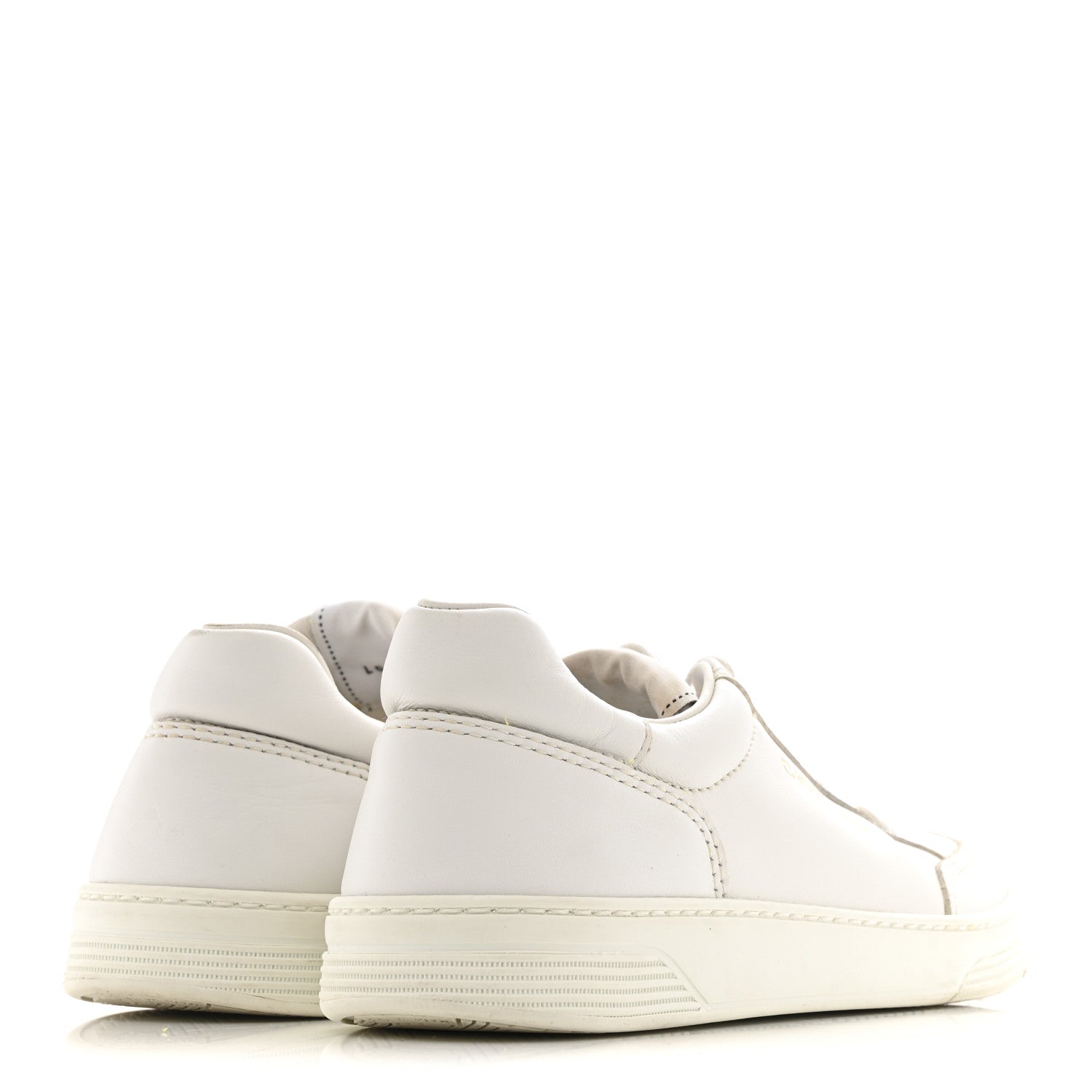 Calfskin Womens CC Logo Sneakers 38.5 White