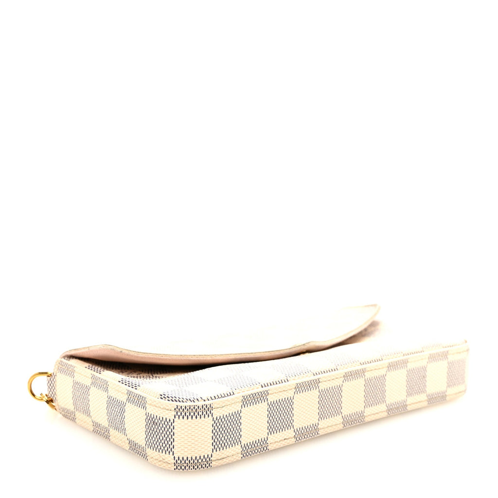 Louis Vuitton Damier Azur Pochette Felicie Chain Wallet Rose Ballerine