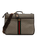 Gucci GG Supreme Monogram Textured Dollar Calfskin Web Ophidia Savoy Garment Bag Beige Ebony New Acero