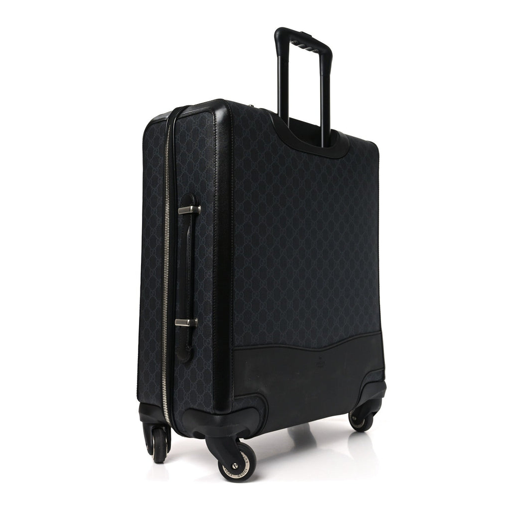 Gucci GG Supreme Monogram Azalea Calfskin Retro Interlocking G Small Savoy Cabin Trolley Black