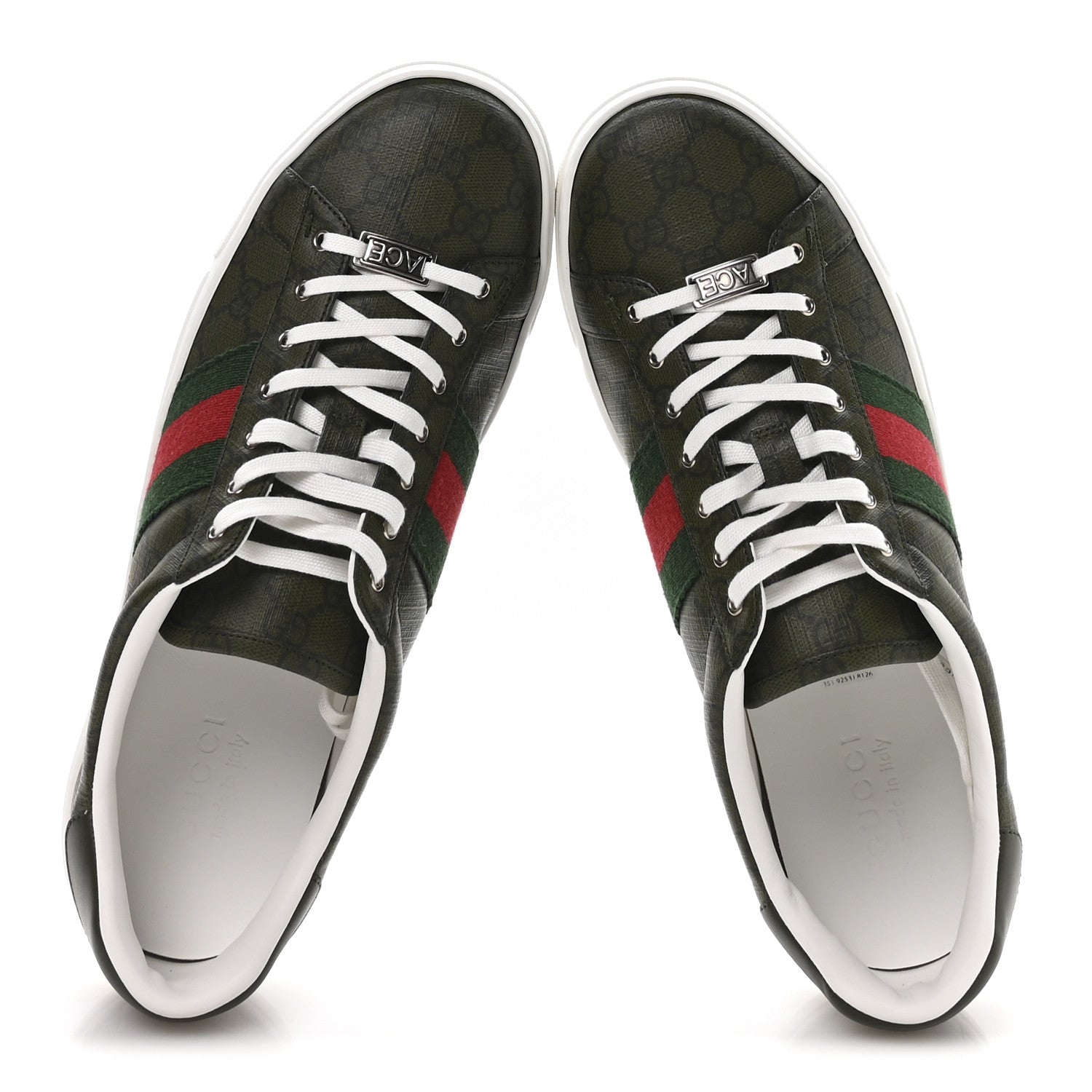 Gucci GG Supreme Monogram Web Mens New Ace Sneakers 11 Green