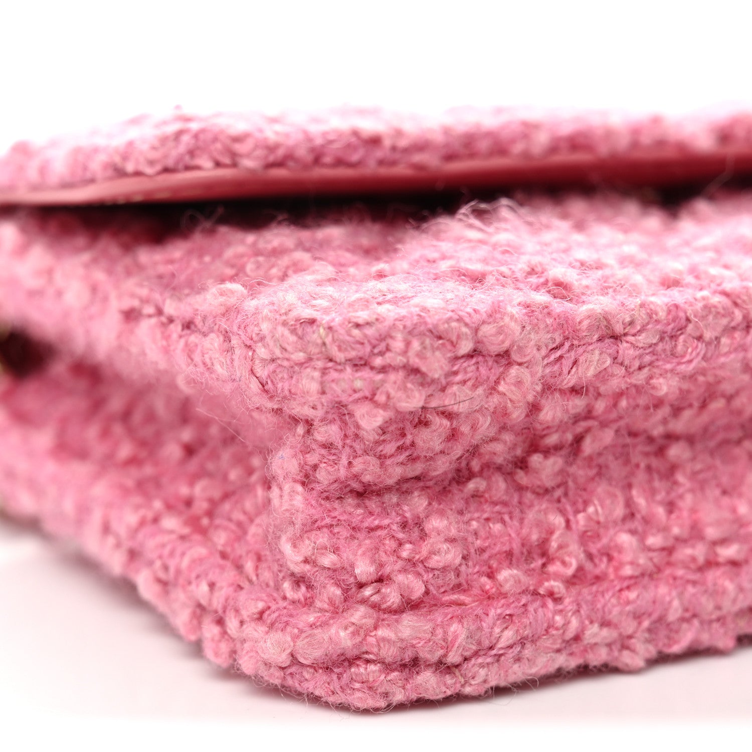 Chanel Tweed Quilted Flap Chain Waist Bag Pink