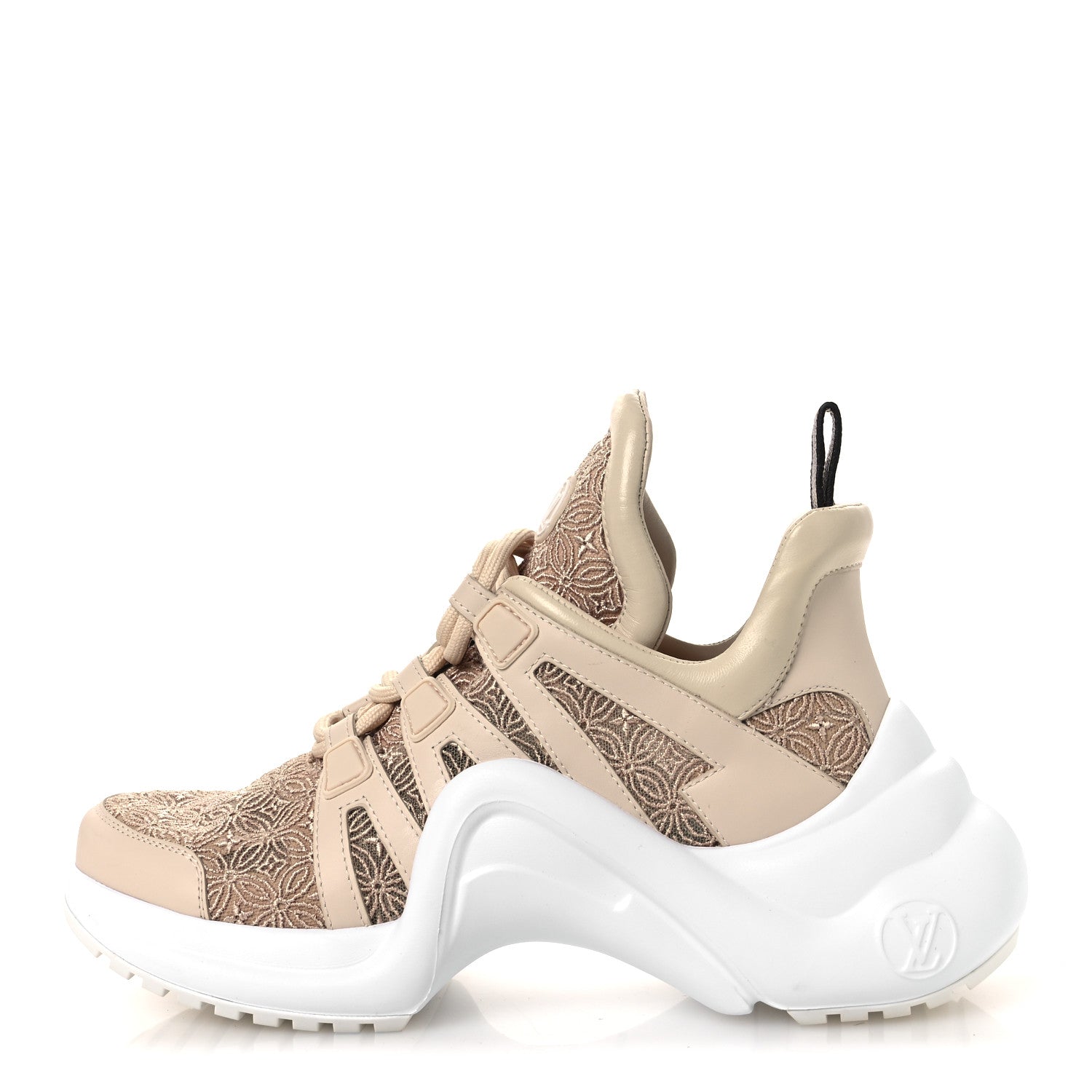 Louis Vuitton Fabric Embroidered Calfskin LV Archlight Sneakers 37 Nude