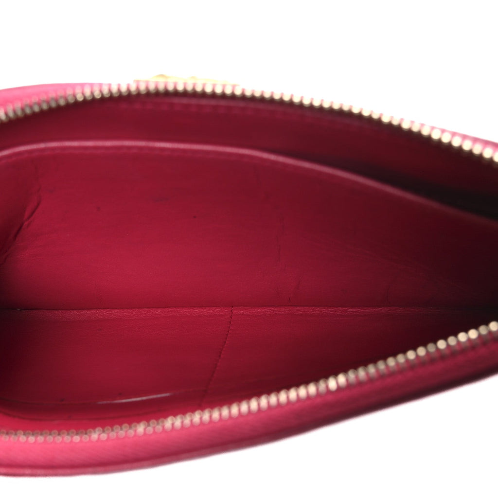 Lambskin Quilted Small Boy Zipped Pouch Dark Pink