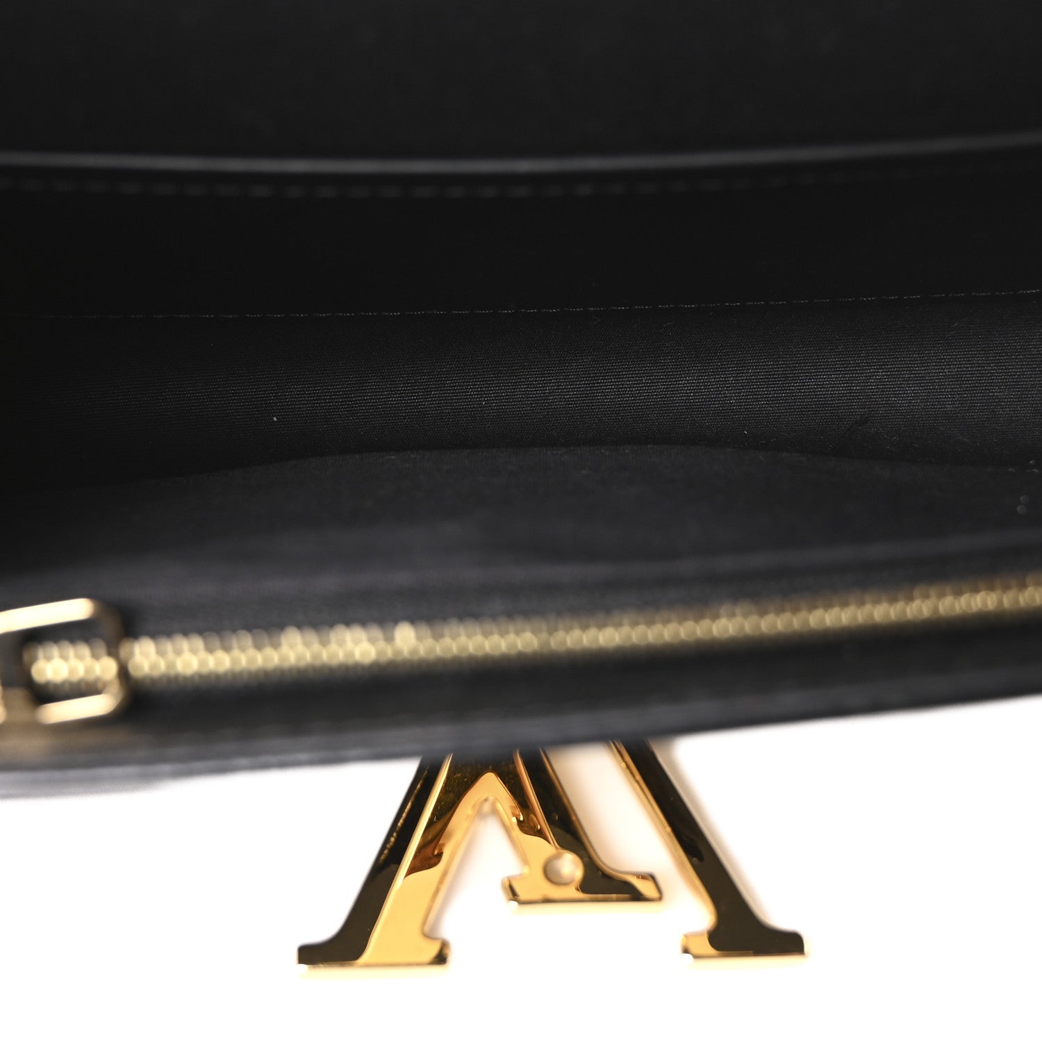Louis Vuitton Patent Louise PM Chain Clutch Black