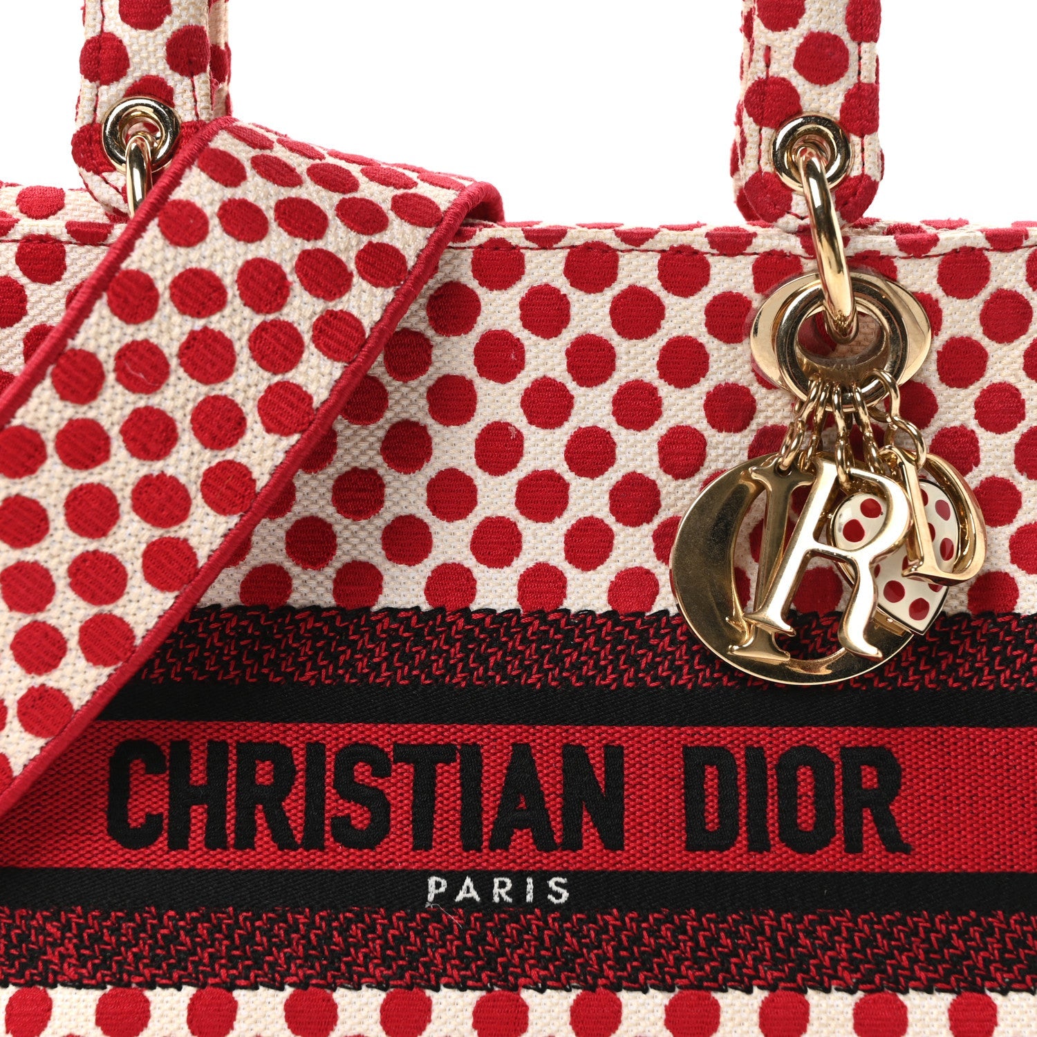 Christian Dior Canvas Medium DiorAmour Dots Lady D-Lite Red