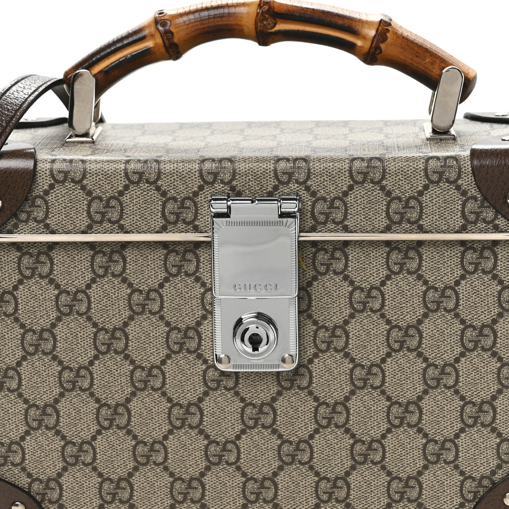 Gucci GG Supreme Monogram Globe-Trotter Beauty Case Brown