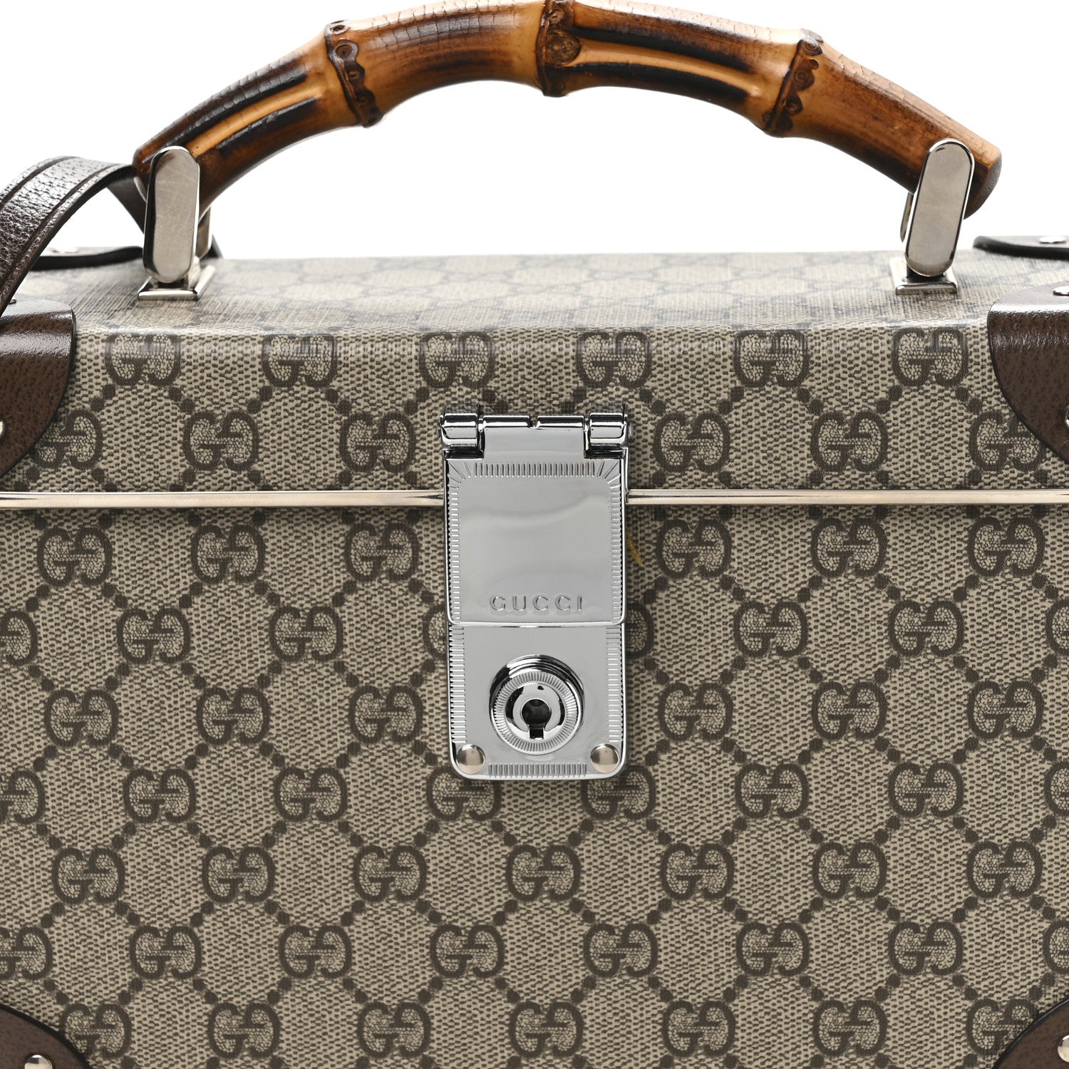 Gucci GG Supreme Monogram Globe-Trotter Beauty Case Brown