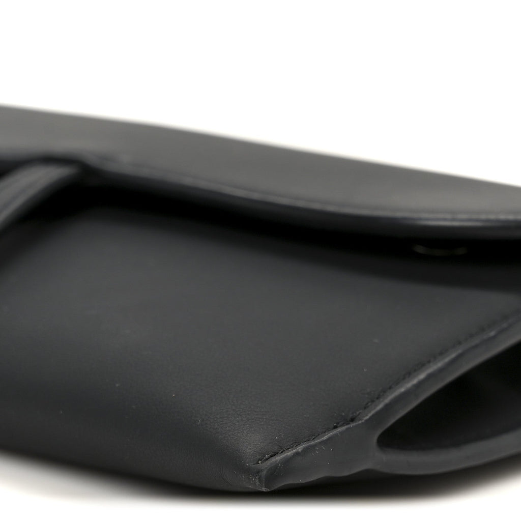 Christian Dior Ultra Matte Calfskin Saddle Chain Wallet Pouch Black