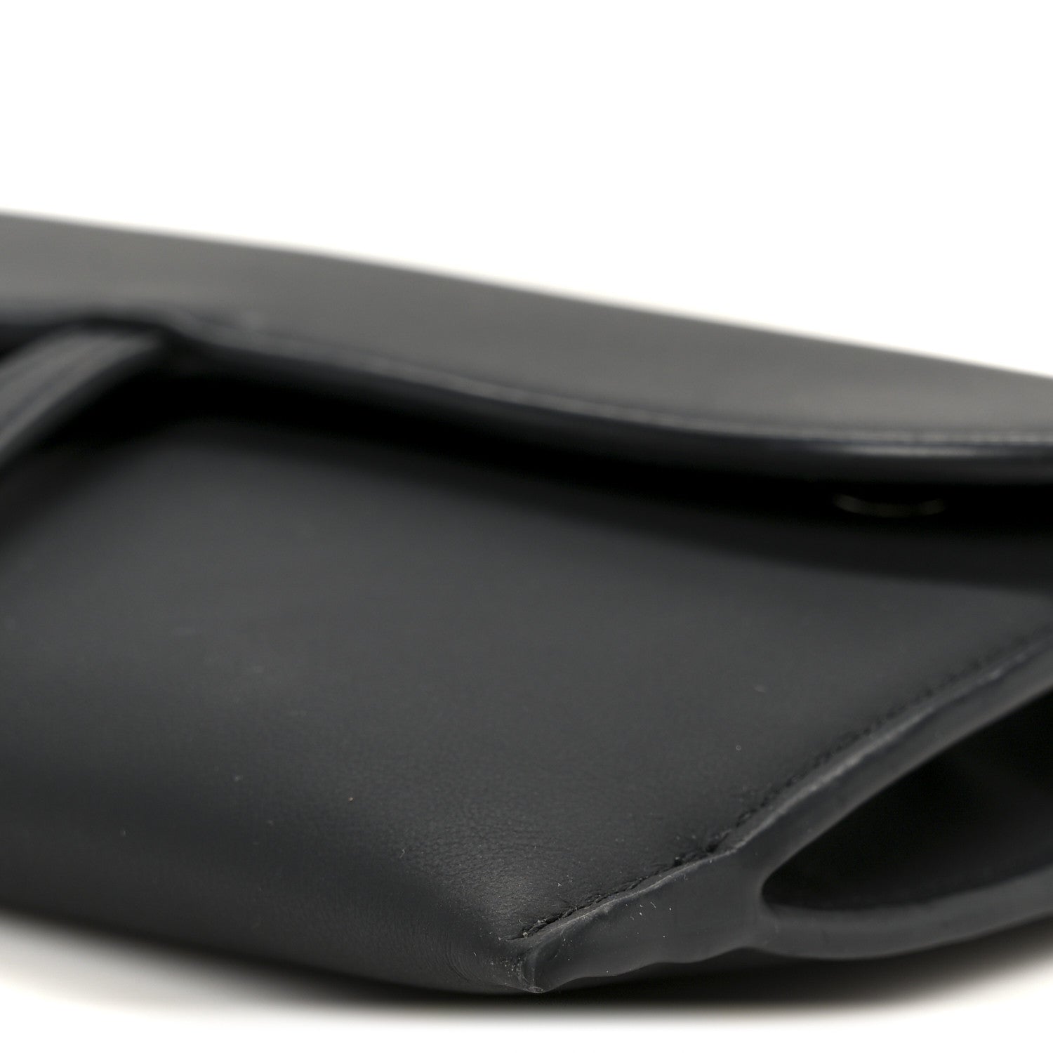 Christian Dior Ultra Matte Calfskin Saddle Chain Wallet Pouch Black