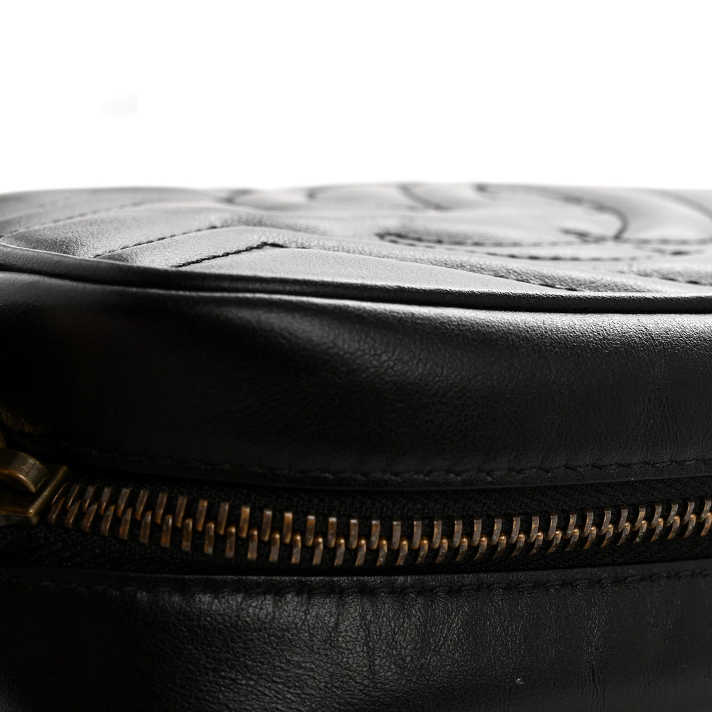 Gucci Calfskin Matelasse Mini GG Marmont Chain Shoulder Bag Black