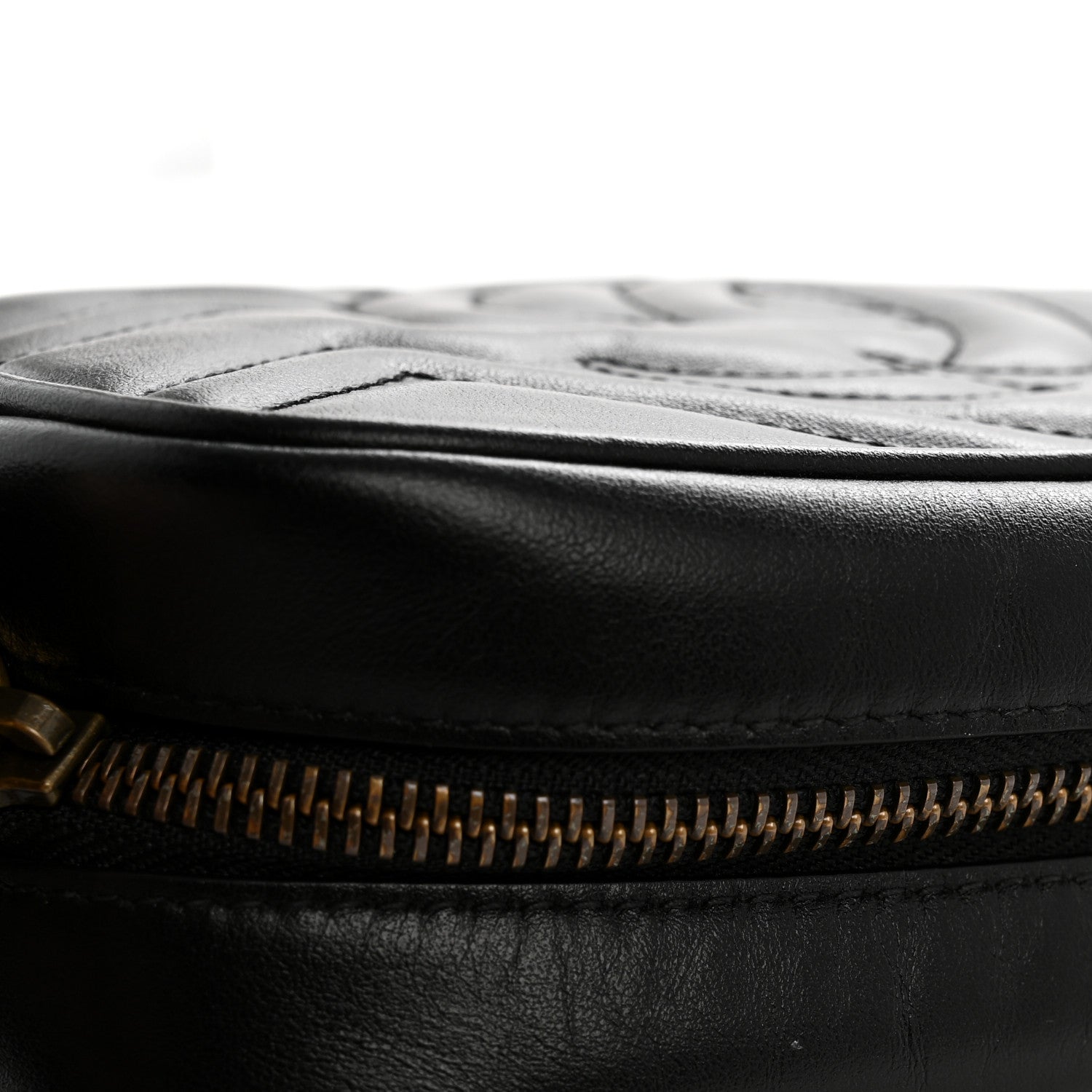 Gucci Calfskin Matelasse Mini GG Marmont Chain Shoulder Bag Black