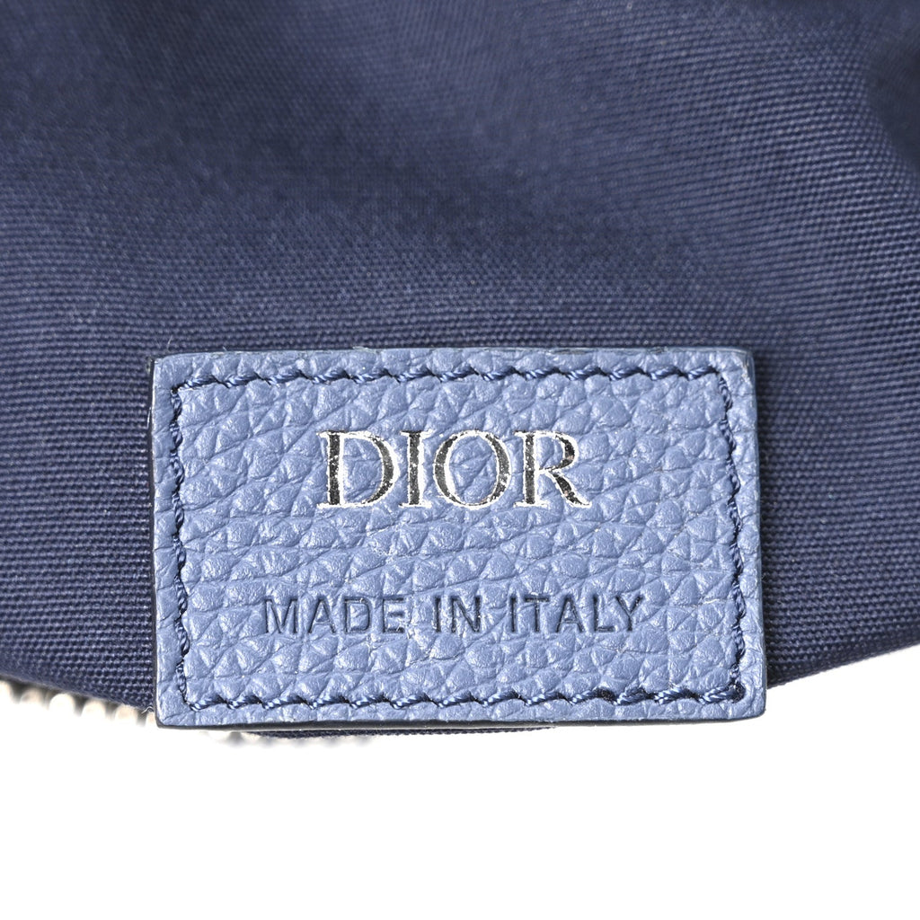Christian Dior Denim Jacquard Oblique Kasuri Mens Saddle Bag Kasuri Blue White