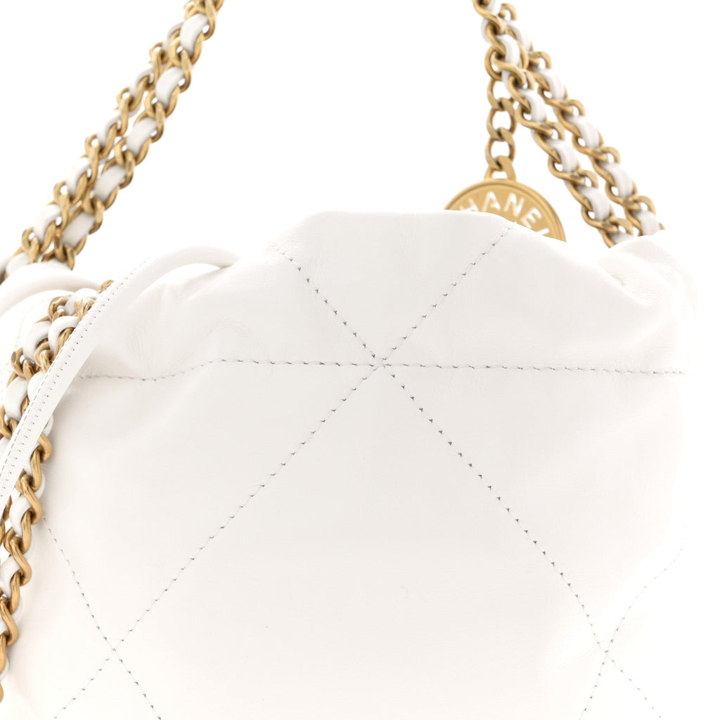 Chanel Shiny Calfskin Quilted Mini Chanel 22 White