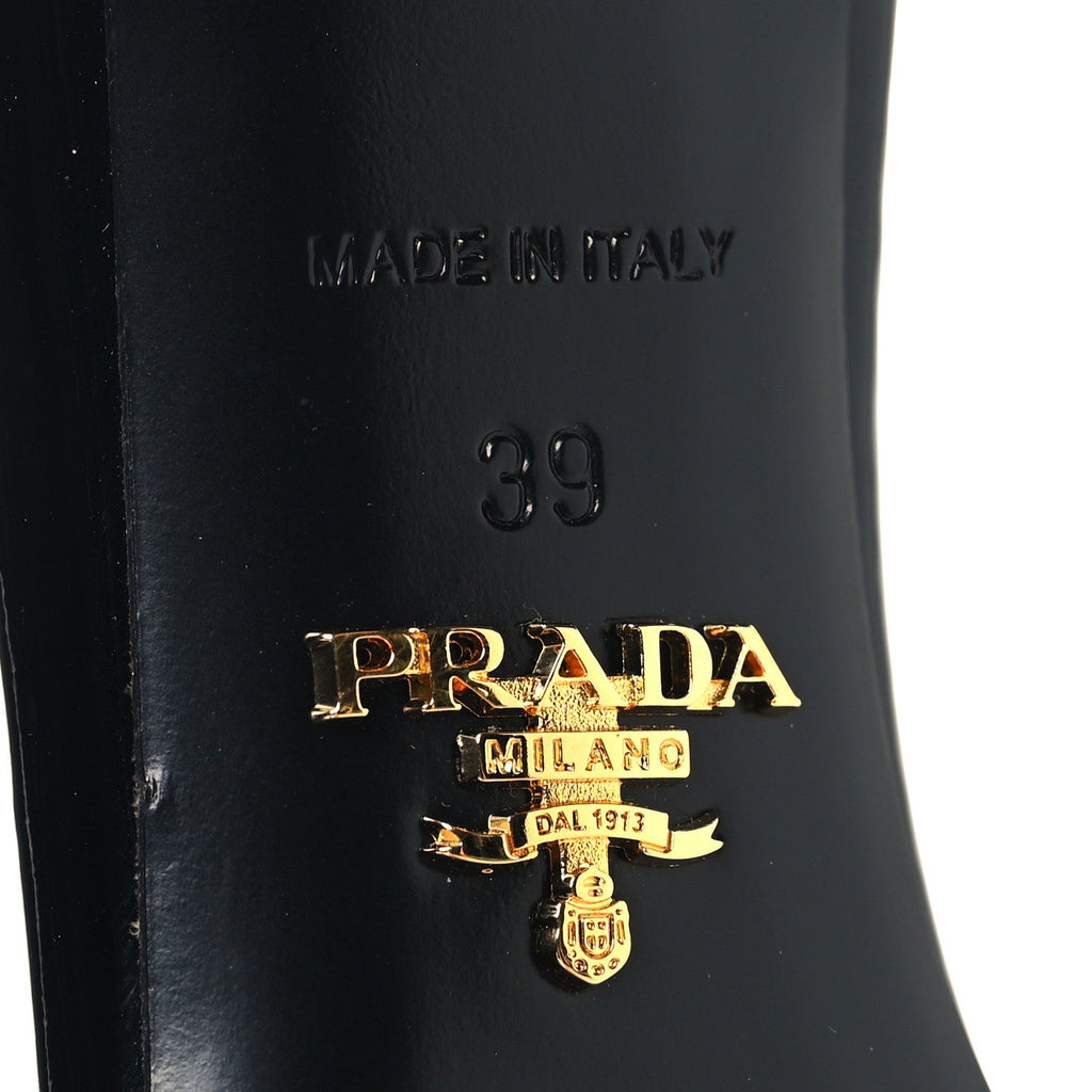 Prada Vernice Crystal Bow Pumps 39 Black