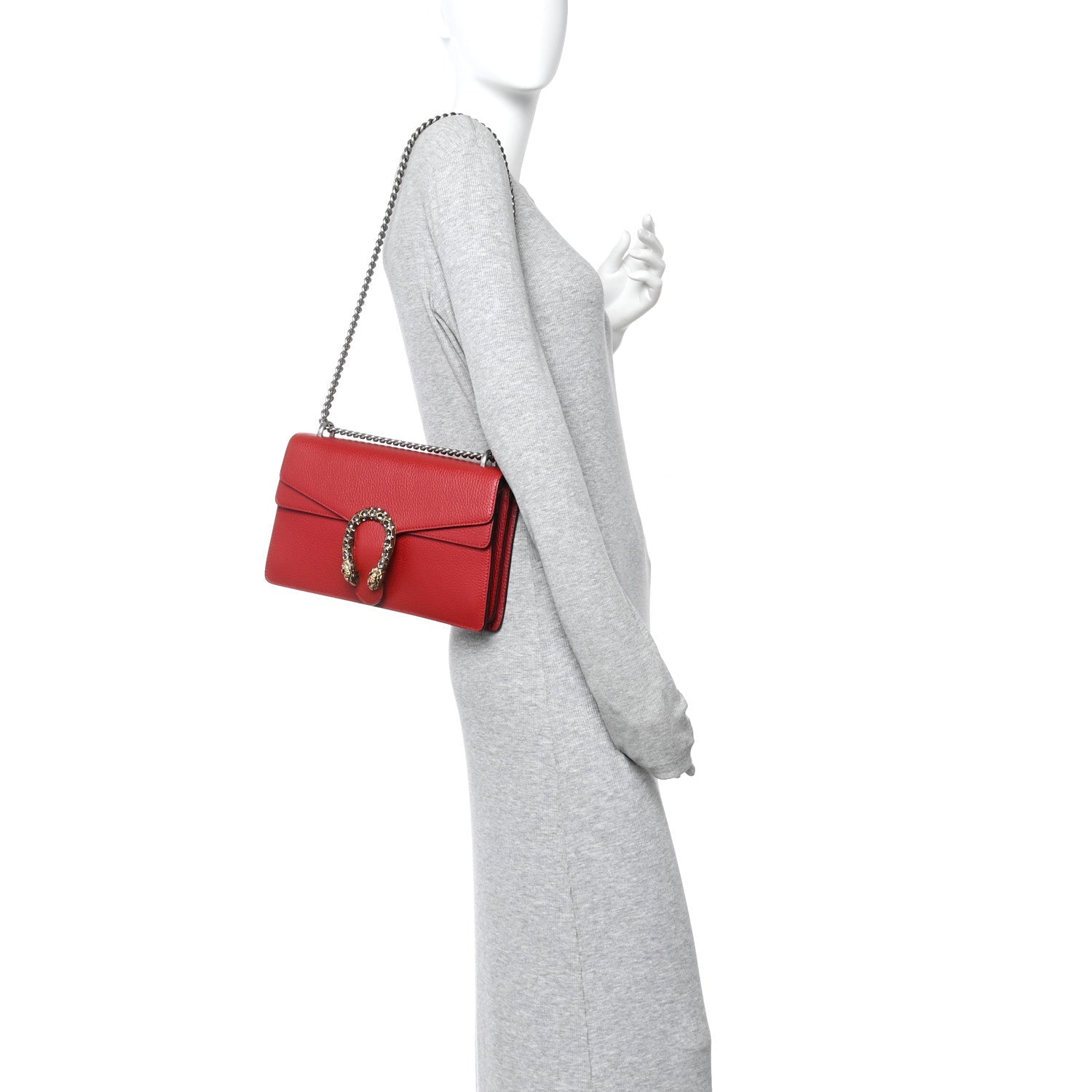 Gucci Dollar Calfskin Swarovski Crystal Small Dionysus Shoulder Bag Hibiscus Red