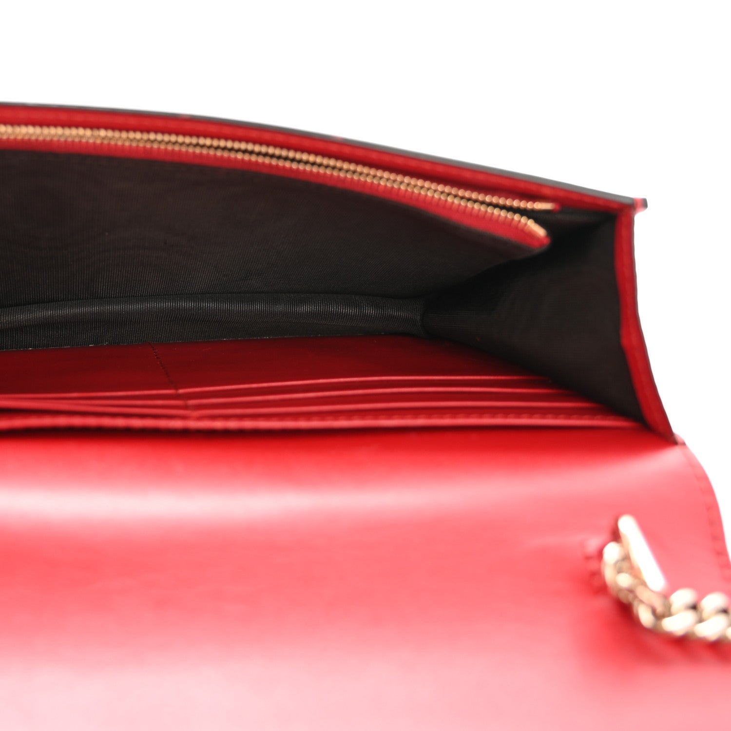 Gucci Guccissima Signature Bowy Chain Wallet Hibiscus Red