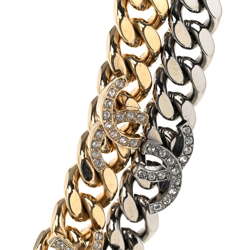Crystal Chain CC Link Choker Gold Ruthenium