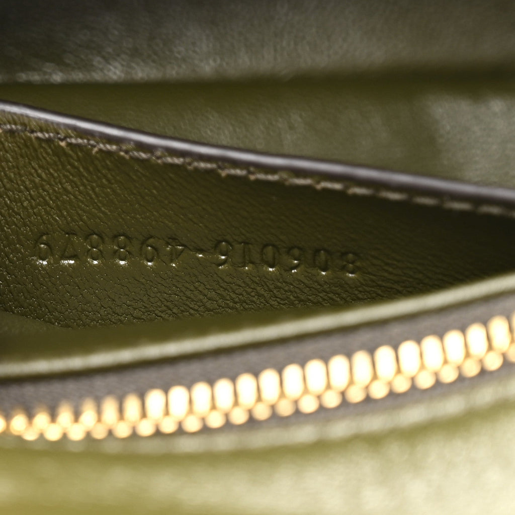 Gucci Lambskin Mini GG Milano Top Handle Shoulder Bag Green