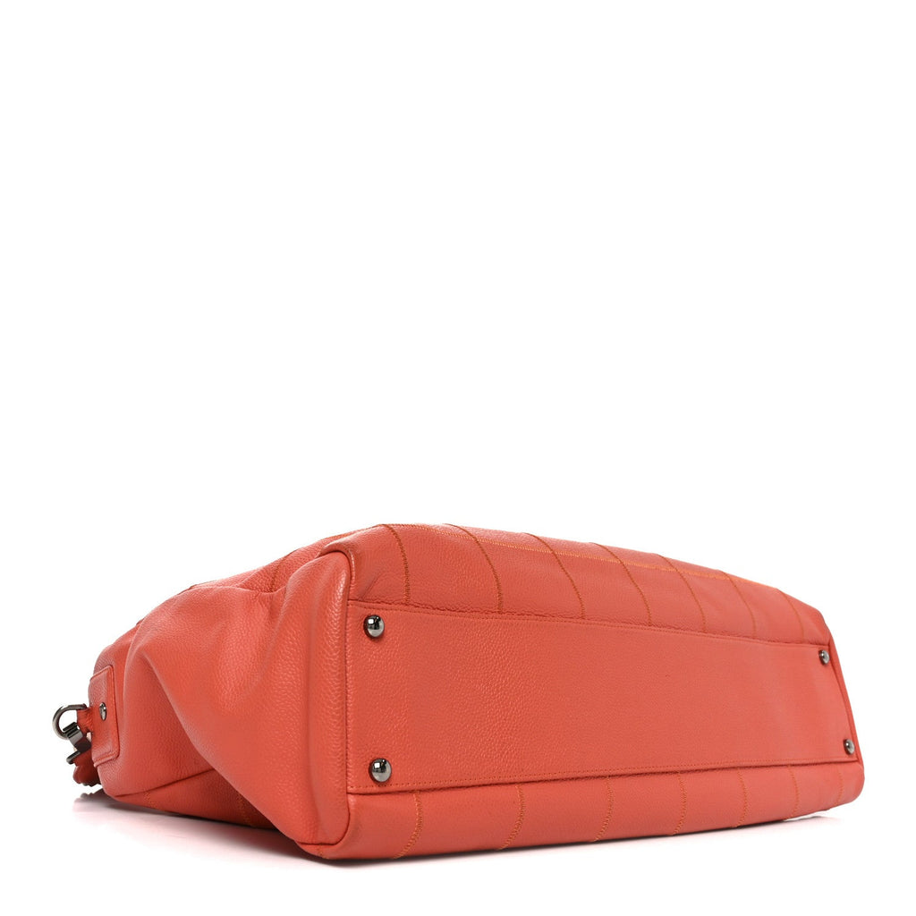 Chanel Caviar Square Stitched Large Tote Orange