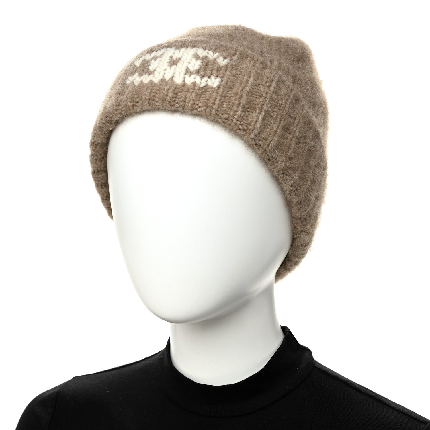 Cashmere CC Beanie Hat Beige White