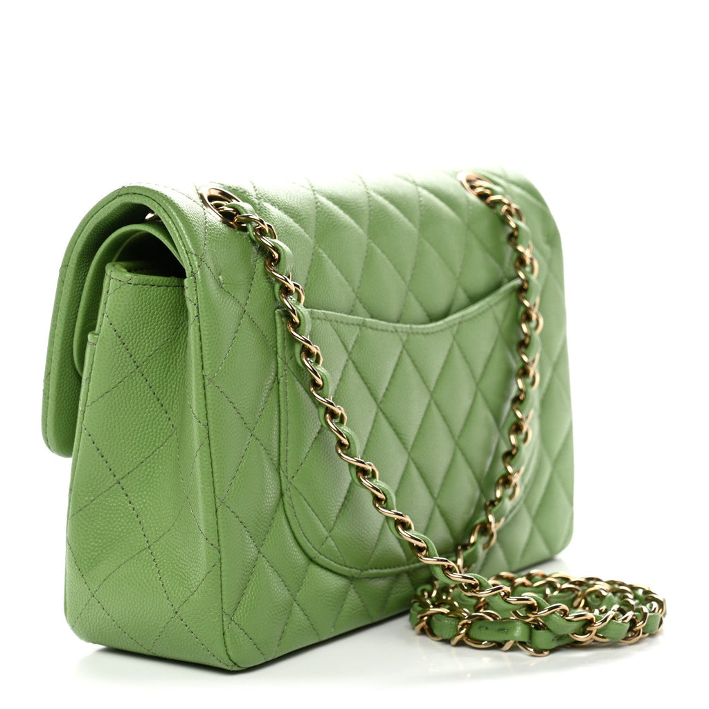 Chanel Caviar Quilted Small Double Flap Green