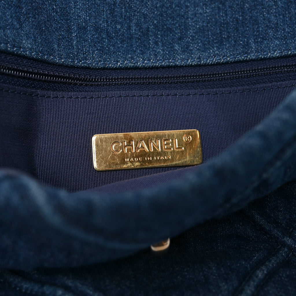 Chanel Denim Quilted Large Chanel 19 Flap Blue