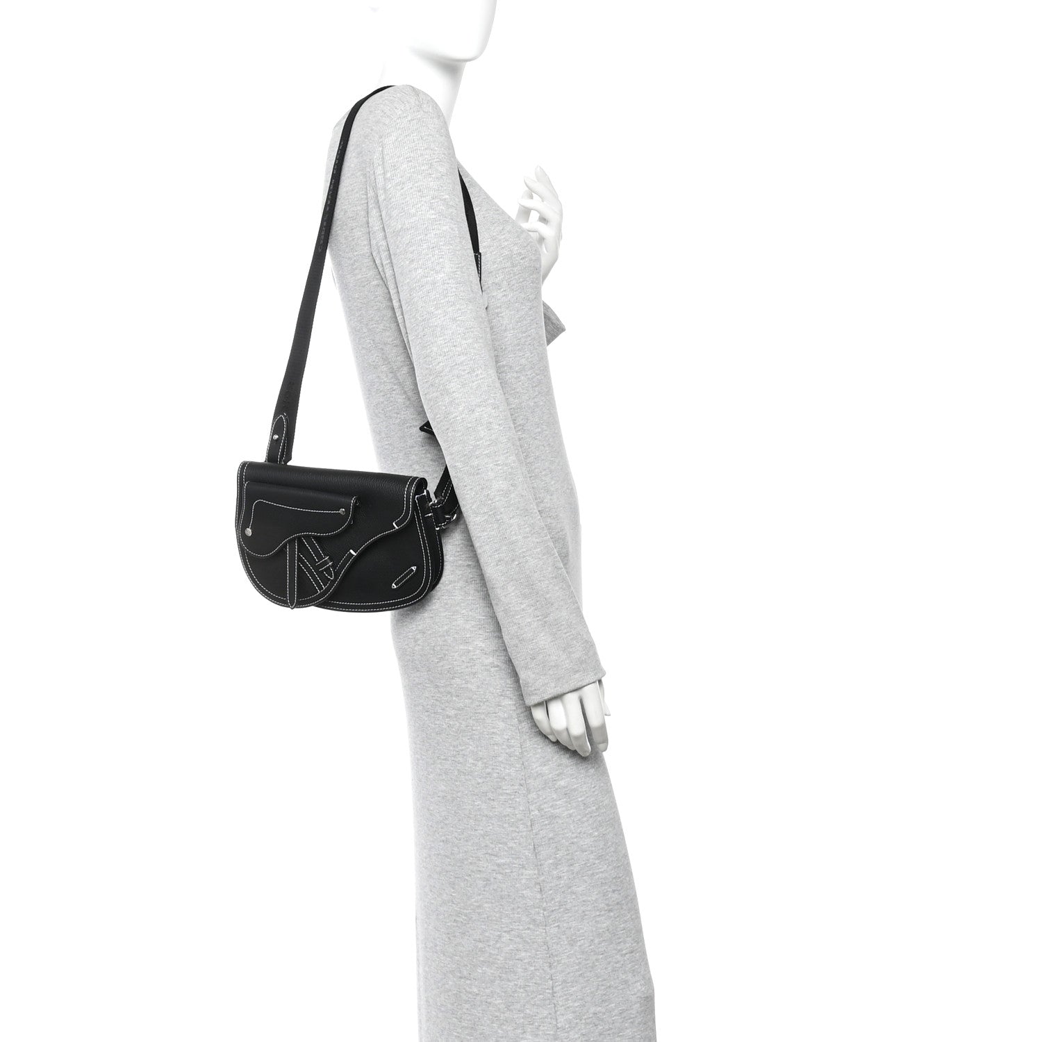 Christian Dior X KAWS Grained Calfskin Saddle Pouch Black