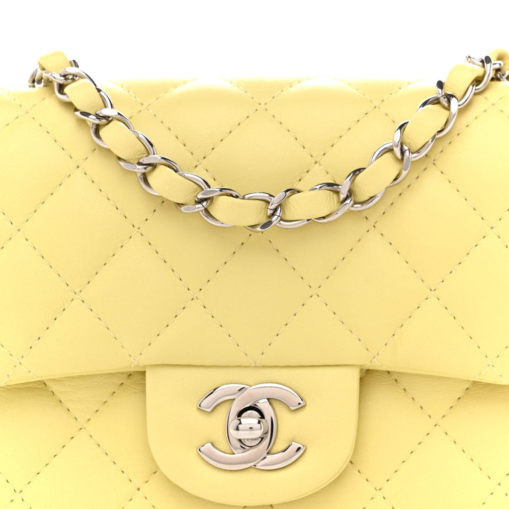 Chanel Lambskin Quilted Mini Square Flap Yellow