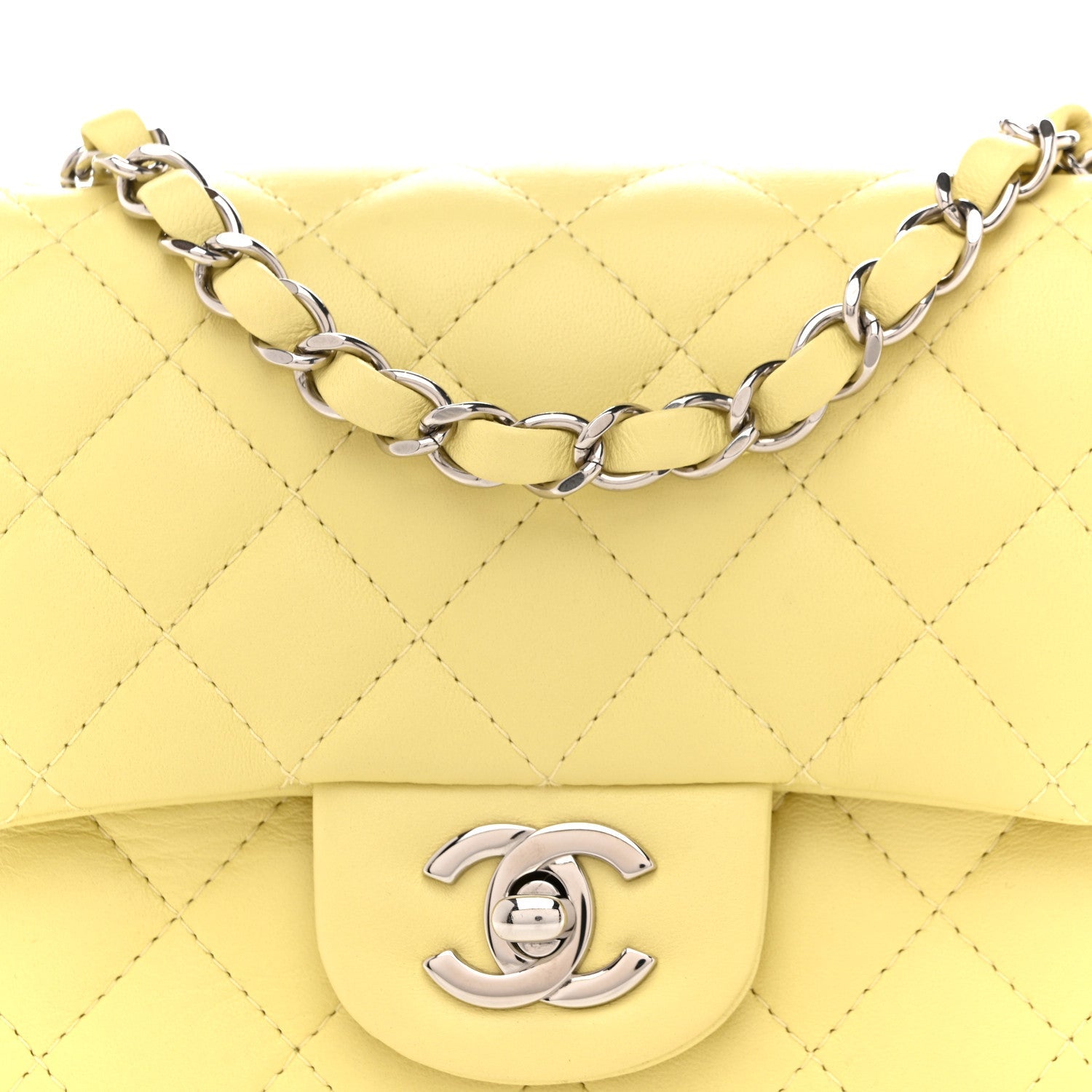 Chanel Lambskin Quilted Mini Square Flap Yellow