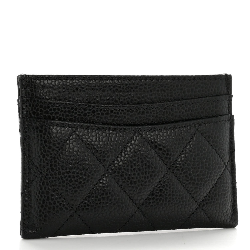 Caviar Quilted Card Holder Black