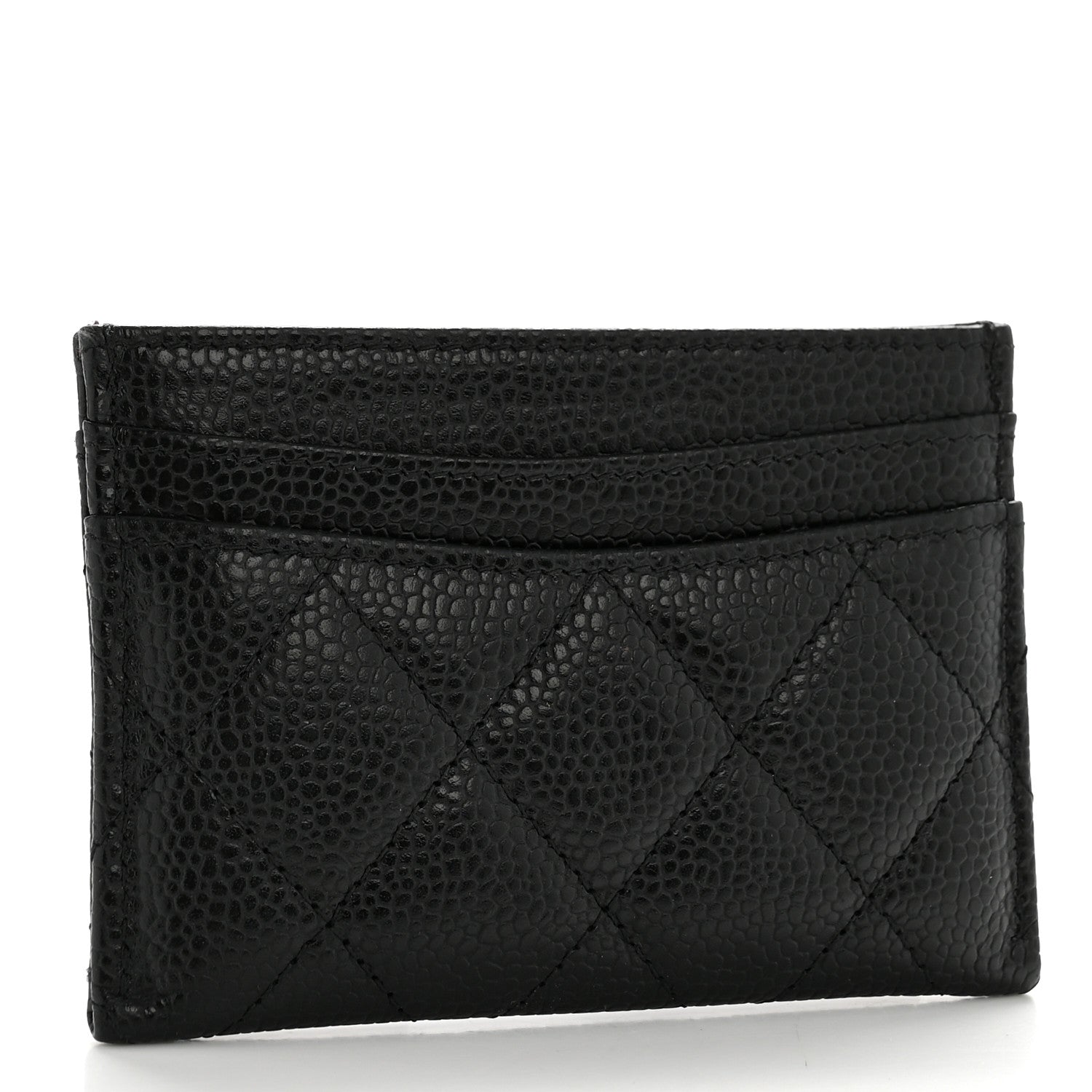 Caviar Quilted Card Holder Black