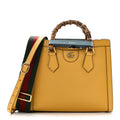 Gucci Textured Dollar Calfskin Web Small Diana Tote Bag Yellow Dusty Azure