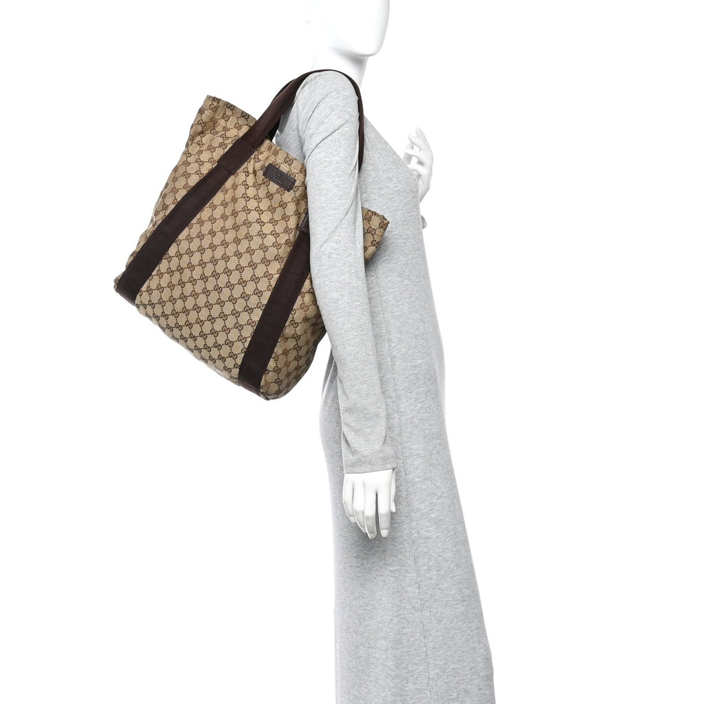 Gucci GG Monogram Medium Handle Vertical Tote Bag Dark Brown