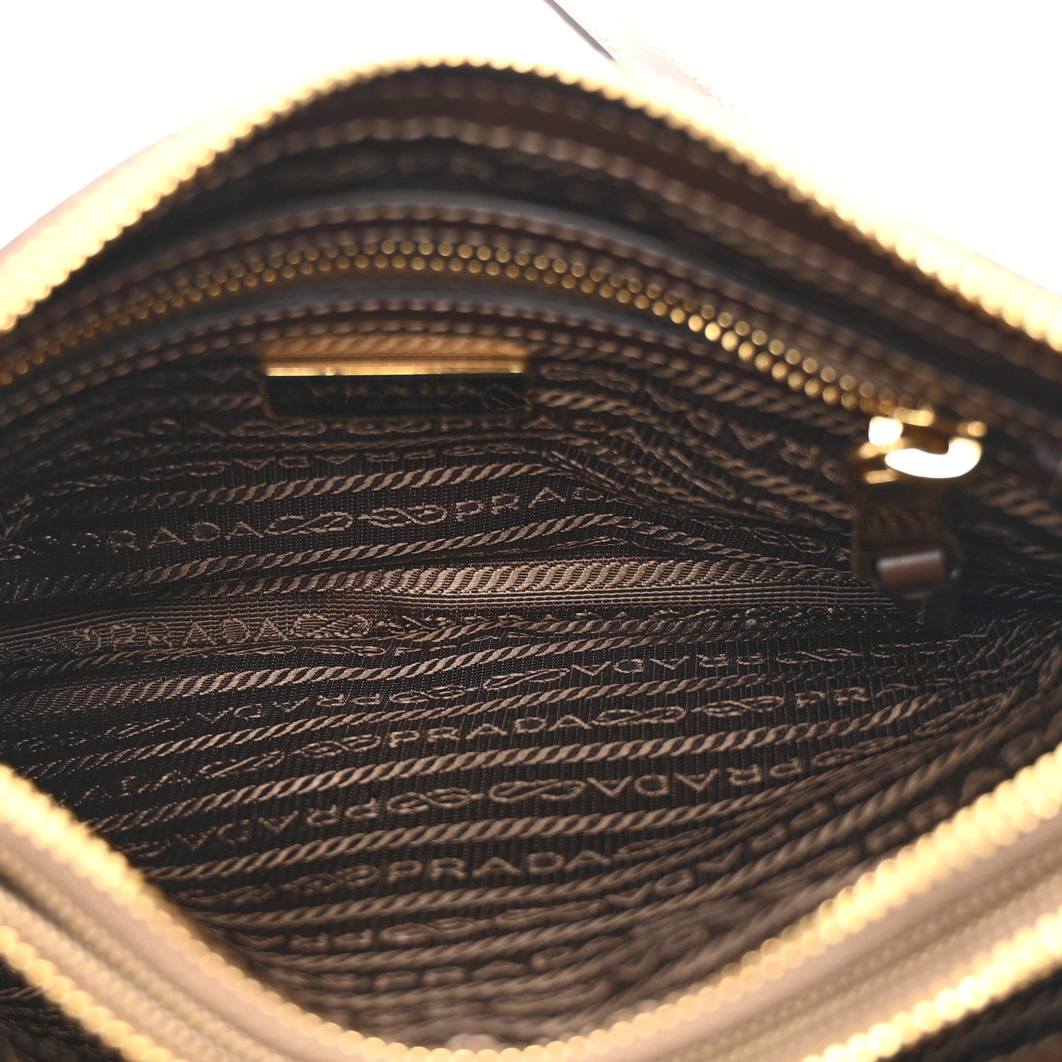 Prada Jacquard Logo Flat Crossbody Bag Corda Bruciato