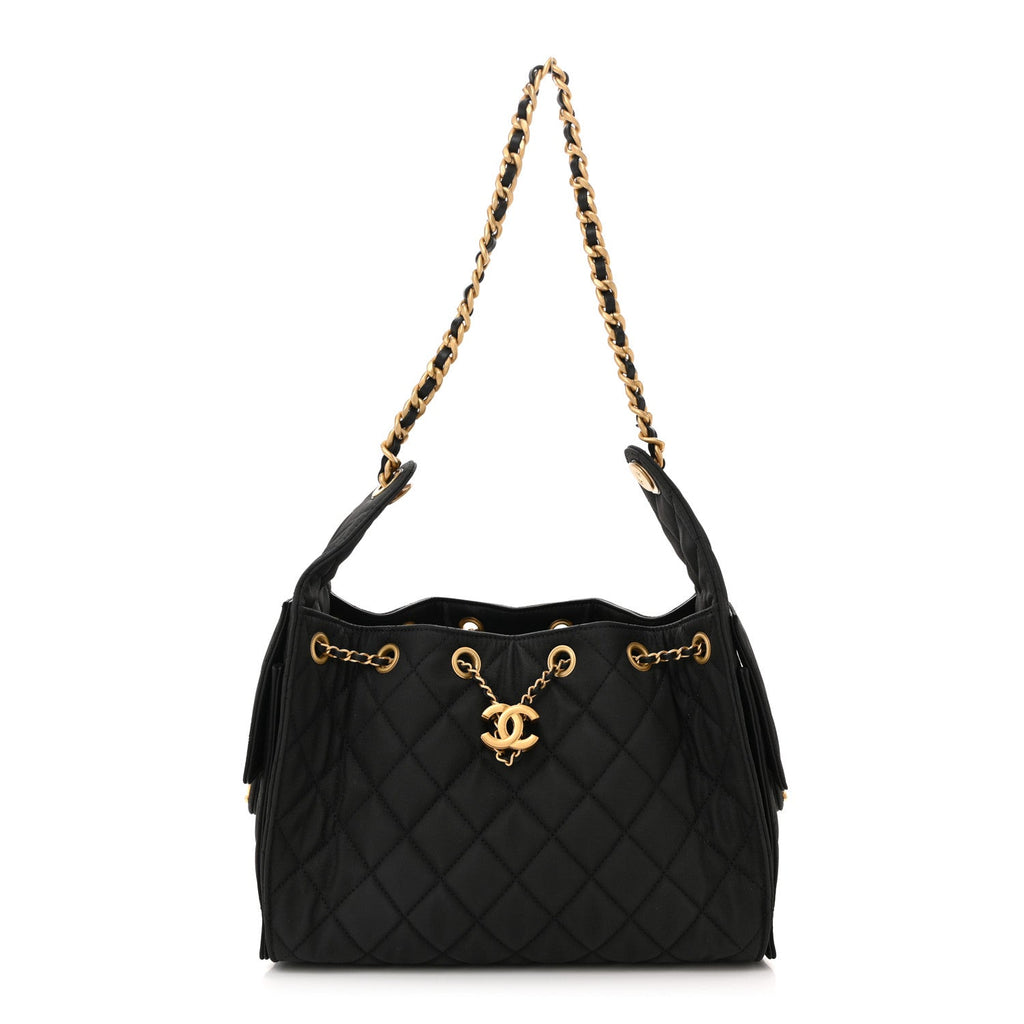Chanel Canvas Quilted Small Chanel 25 Handbag Black