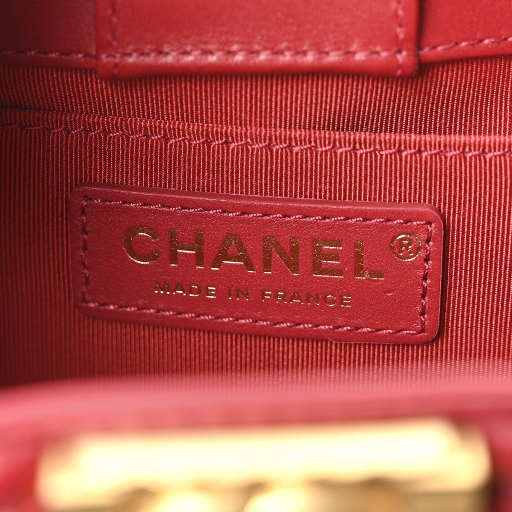 Chanel Calfskin Quilted Boy Bucket Bag Red