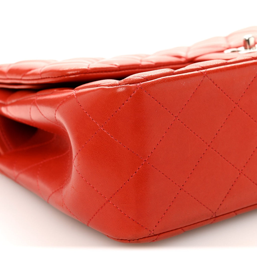Chanel Lambskin Quilted Jumbo Double Flap Red