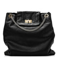 Chanel Calfskin Perforated Drill Tote Bag Black