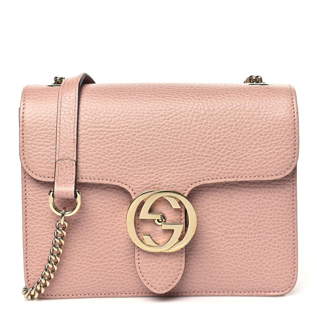Gucci Dollar Calfskin Small Interlocking G Shoulder Bag Soft Pink