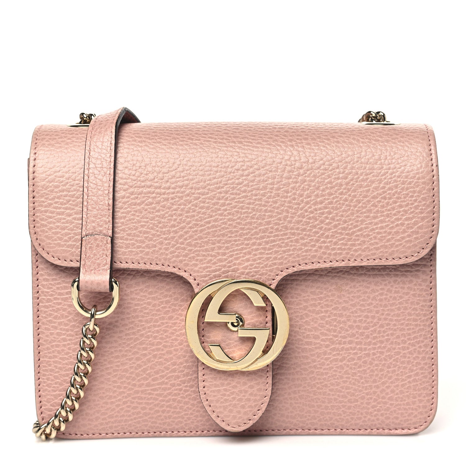 Gucci Dollar Calfskin Small Interlocking G Shoulder Bag Soft Pink